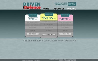 Driven Defence website Pricing Page
