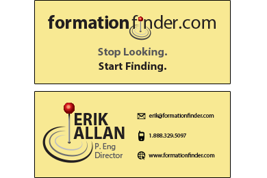 Back and Front of a Formation Finder Business Card