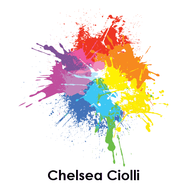 Chelsea Ciolli logo of colour-wheel paint splatters