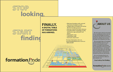 Unfolded front and back of the Formation Finder Brochure