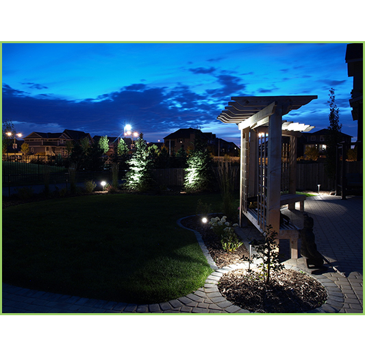 Pergola, patio and landscape lighting done by NatureWorks Landscaping