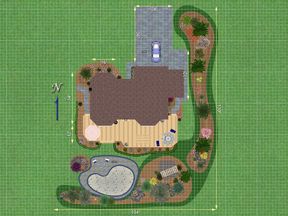 top view of a landscape plan made in RealTime Landscaping Pro 2013 (landscaping software)